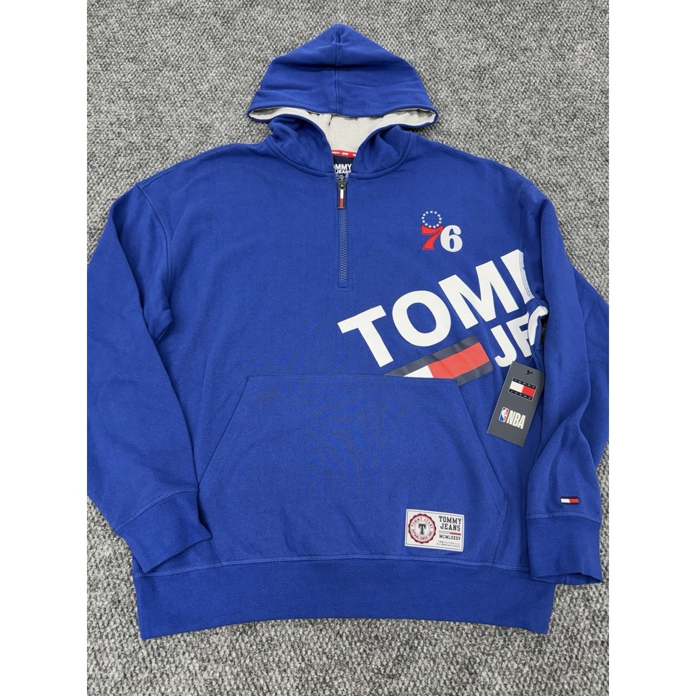 Philadelphia 76ers Sixers Tommy Hilfiger Jeans Men's Large 1/4 Zip Hoodie